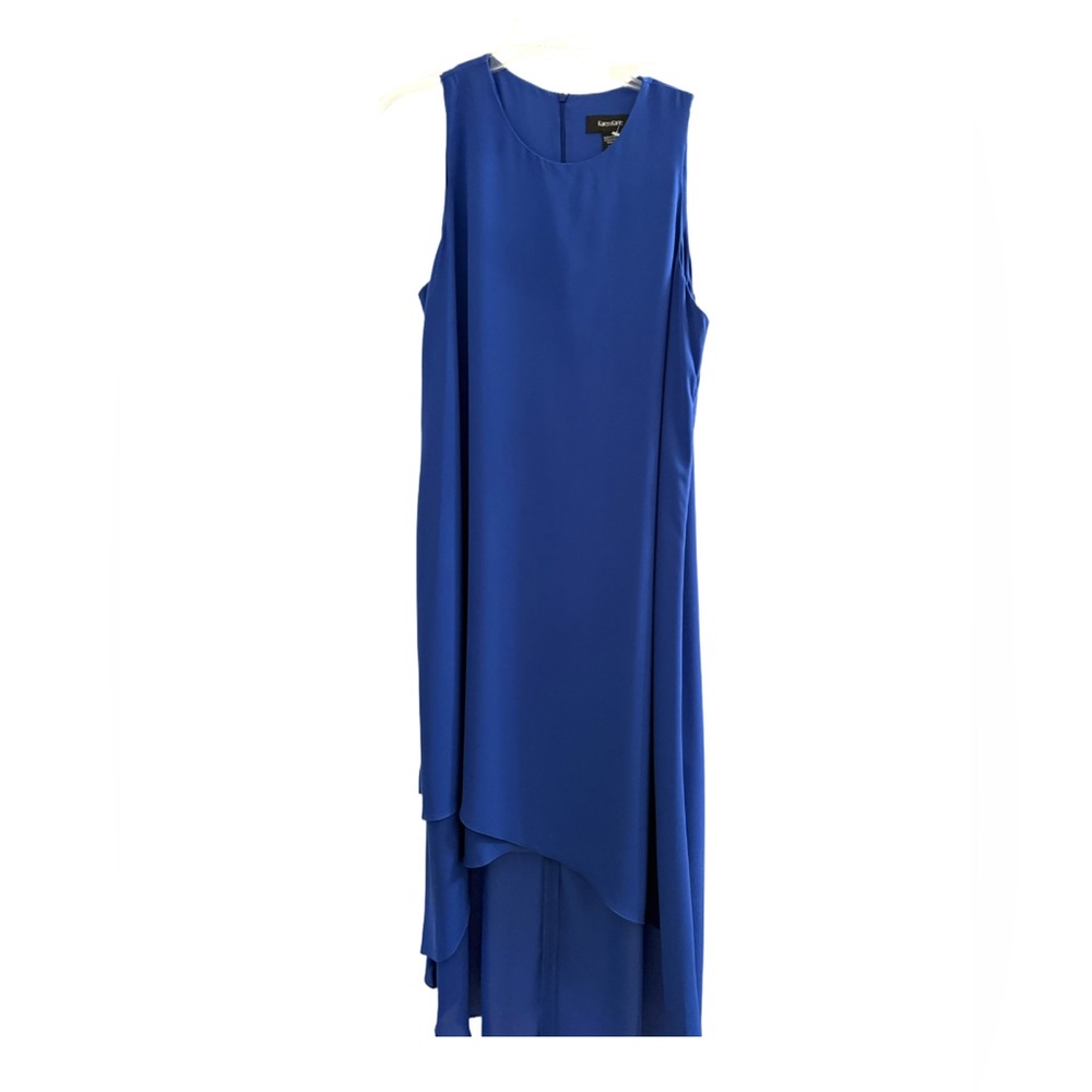 Karen Kane  Brilliant Blue Asymmetrical Hem Sleeveless Dress